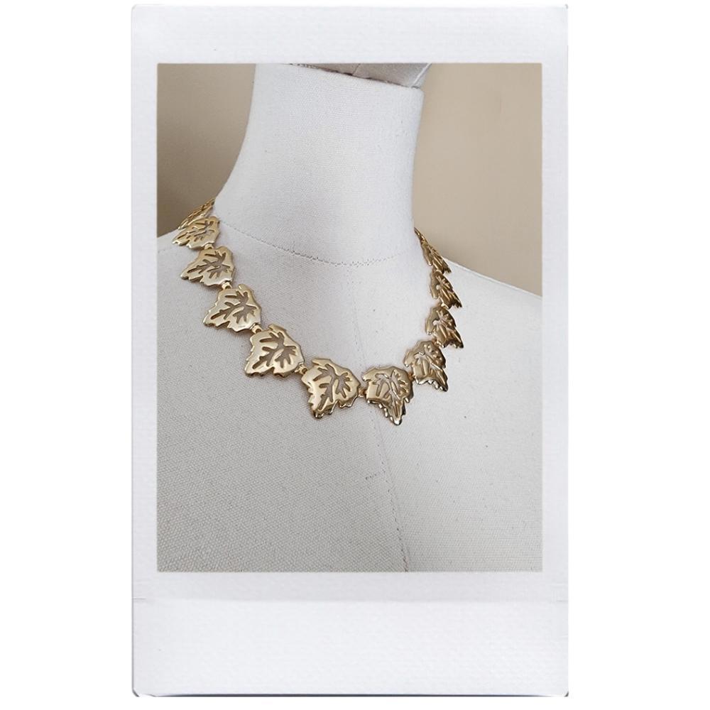 Gold Autumn Leaf Necklace - Picture 2 of 9